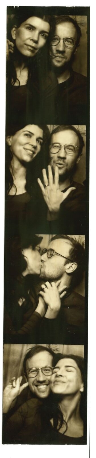 Second photobooth strip of Alexa and Harrison from the night they got engaged